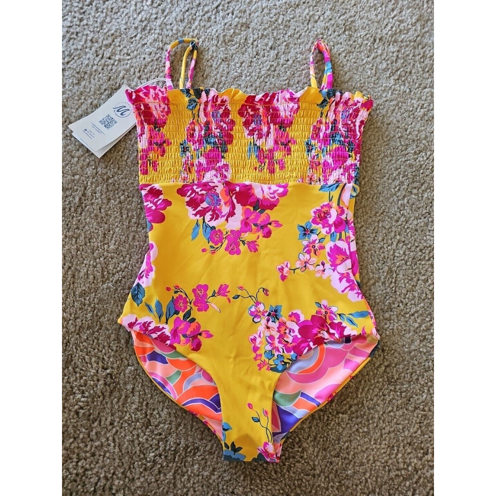 Maaji Girls Swimsuit One Piece Bouquet Becharm Size 2 Reversible